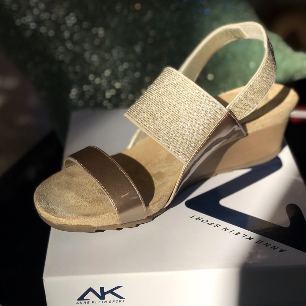 AK Anne Klein Sport Sarota Wedge Sandals Gold